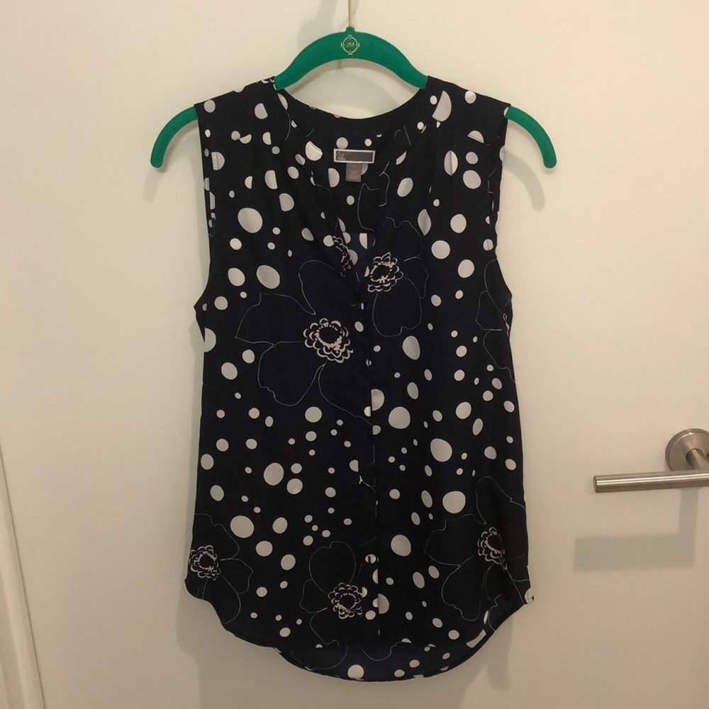 Chelsea 28 Blouse Tank, Size S, Navy/White